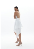 WHITE ASYMMETRICAL OPEN BACK DRESS