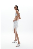 WHITE OPEN LEG BERMUDA SHORTS
