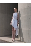WHITE ASYMMETRICAL OPEN BACK DRESS