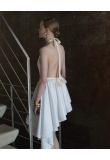 WHITE ASYMMETRICAL OPEN BACK DRESS