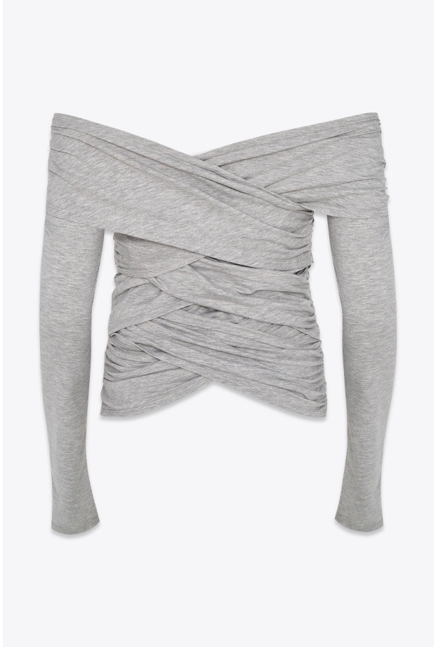 Product Image: DRAPED BODYCON TOP IN BAMBOO GREY
