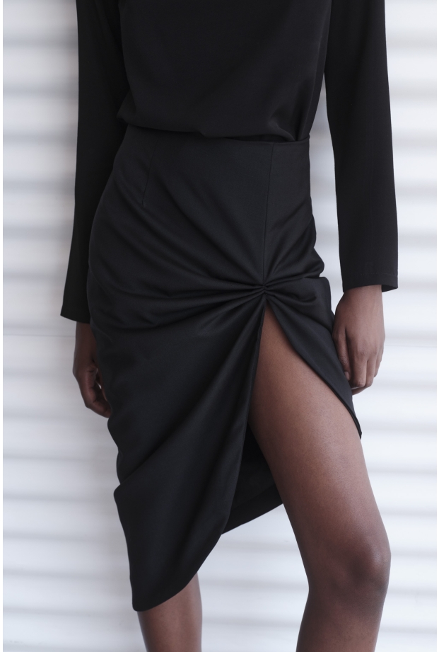 Product Image: ASSYMETRICAL PENCIL SKIRT IN EXTRA FINE WOOL