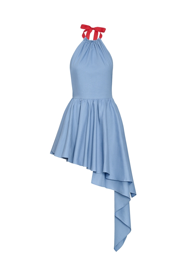 Product Image: ASYMMETRICAL OPEN BACK CONTRAST DRESS
