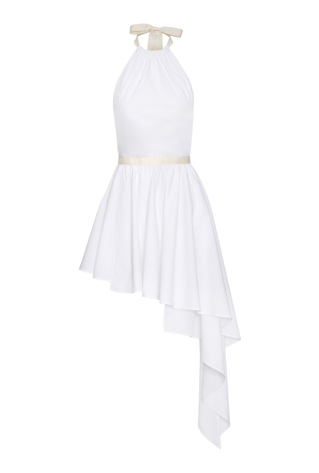 Product Image: WHITE ASYMMETRICAL OPEN BACK DRESS