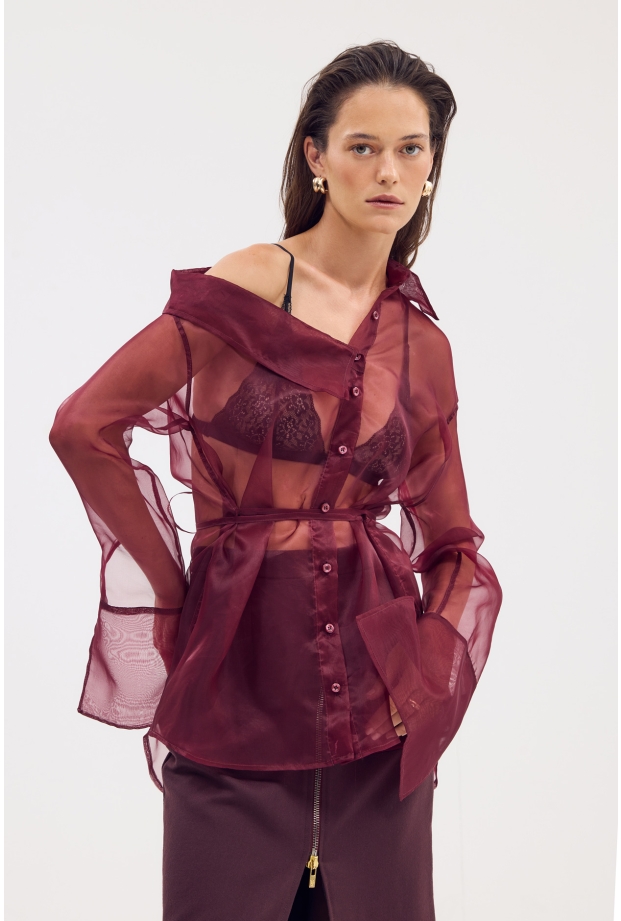 Product Image: ASYMMETRICAL SHEER SHIRT