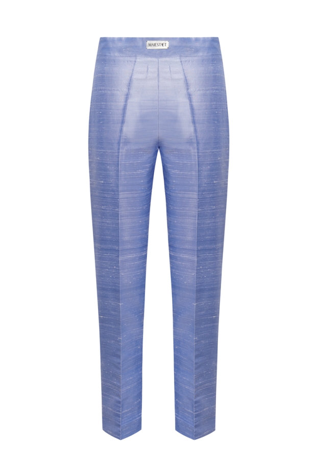 Product Image: PEARL BLUE STRAIGHT SILK TROUSERS