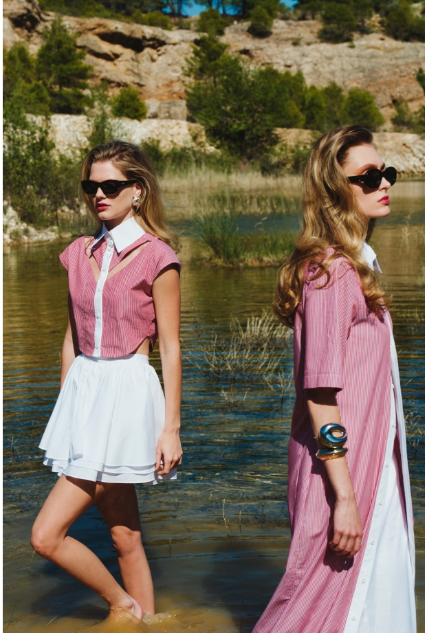 Product Image: CROPPED SHIRT IN STRIPED COTTON POPLIN