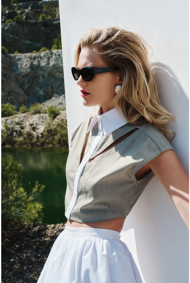 Product Image: CROPPED SHIRT IN STRIPED COTTON POPLIN