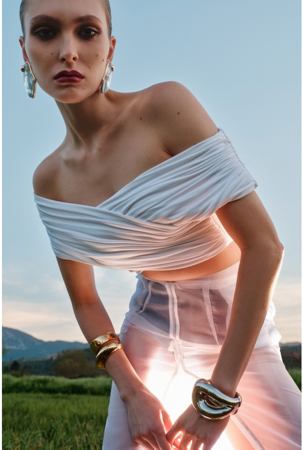 Product Image: SHEER PENCIL SKIRT IN SILK