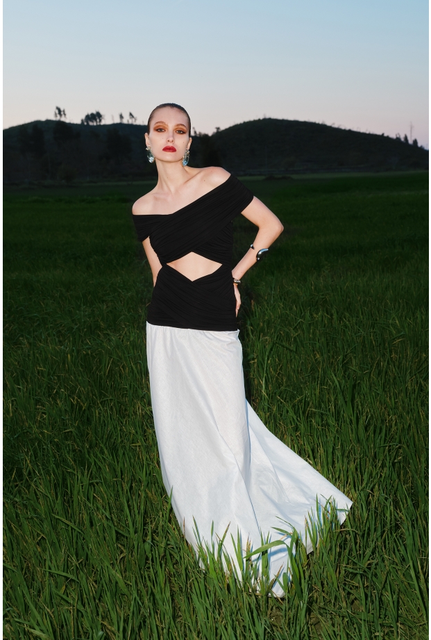 Product Image: DRAPED DRESS WITH DROPPED SHOULDERS