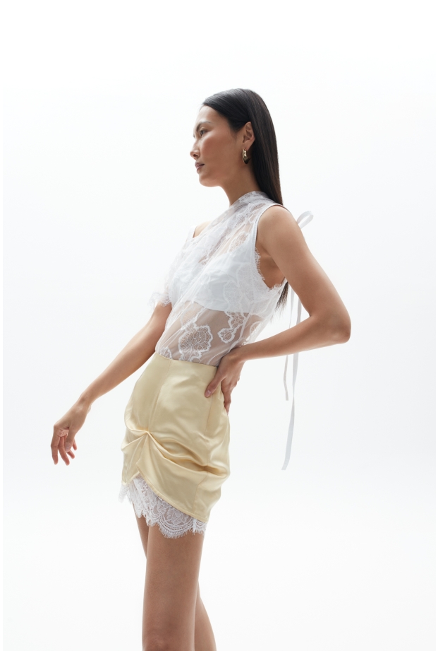 Product Image: CELESTIAL YELLOW PINTUCK MINI SKIRT