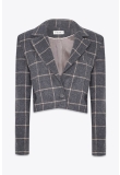 CROPPED SINGLE BREASTED JACKET IN CHECKED WOOL