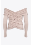 DRAPED BODYCON TOP IN BAMBOO BEIGE