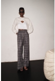 OVERSIZED PANTS IN CHECKED WOOL WITH TWO MAJESTAET SIGNATURE POCKETS