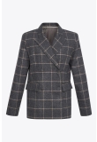 DOUBLE BREASTED JACKET IN CHECKED WOOL WITH OPEN BACK