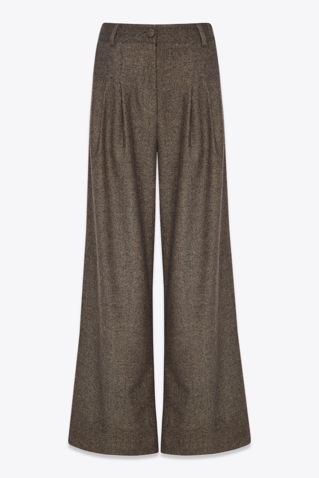 OVERSIZED PANTS IN HERRINGBONE WOOL WITH TWO MAJESTAET SIGNATURE POCKETS