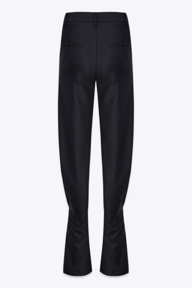 PINTUCK DETAIL FLARED PANTS IN EXTRA FINE WOOL