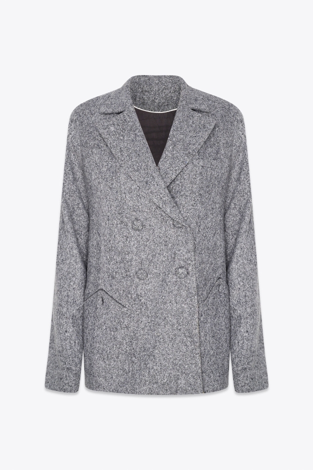 DOUBLE BREASTED JACKET IN WOOL WITH TWO MAJESTAET SIGNATURE POCKETS