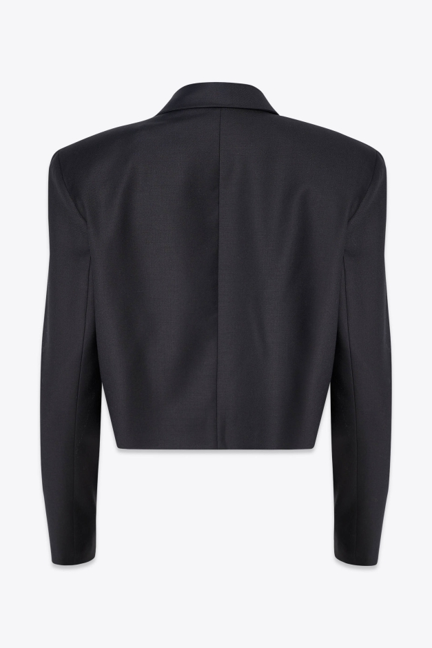 CROPPED SINGLE BREASTED JACKET IN EXTRA FINE WOOL