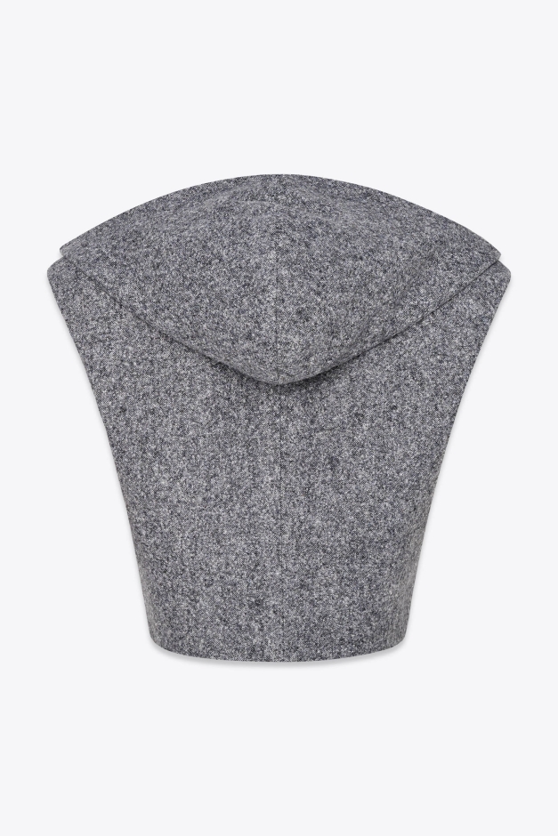 HOODED OPEN VEST IN WOOL