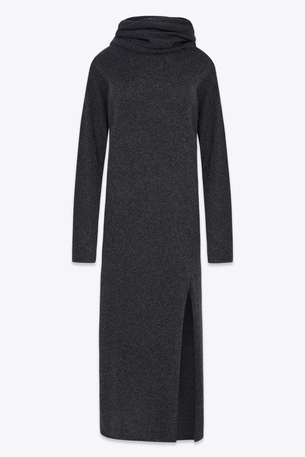 TURTLENECK SWEATER DRESS IN CASHMERE ΙΝ GRAPHITE