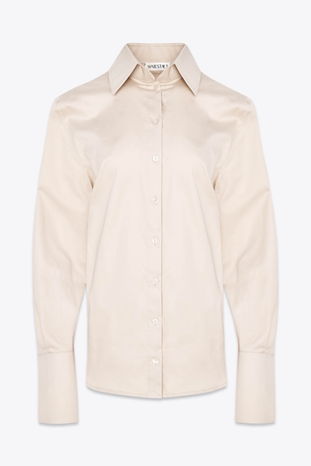OPEN BACK COTTON SHIRT BEIGE