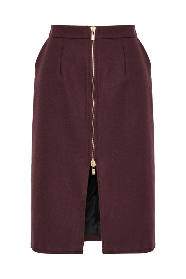 CHERRY LACQUER PENCIL ZIPPED SKIRT