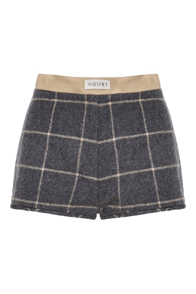 CHECKED WOOL SHORTS