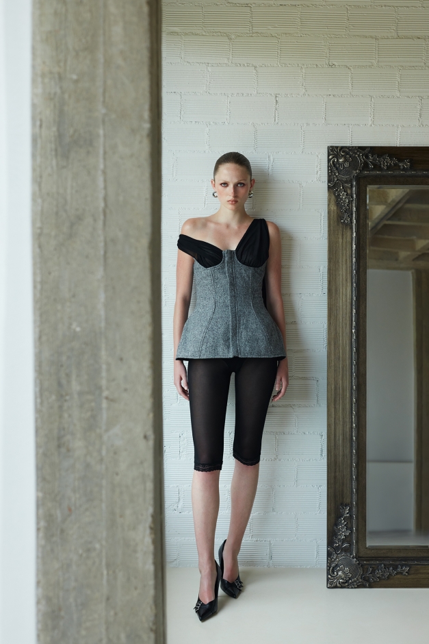 GREY WOOL CORSET TOP