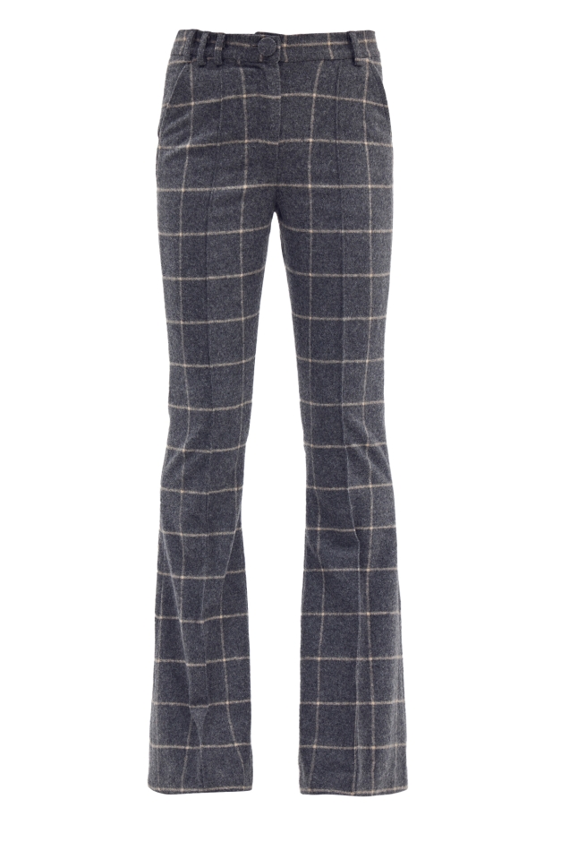 CHECKED HIGH WAISTED FLARE PANTS 