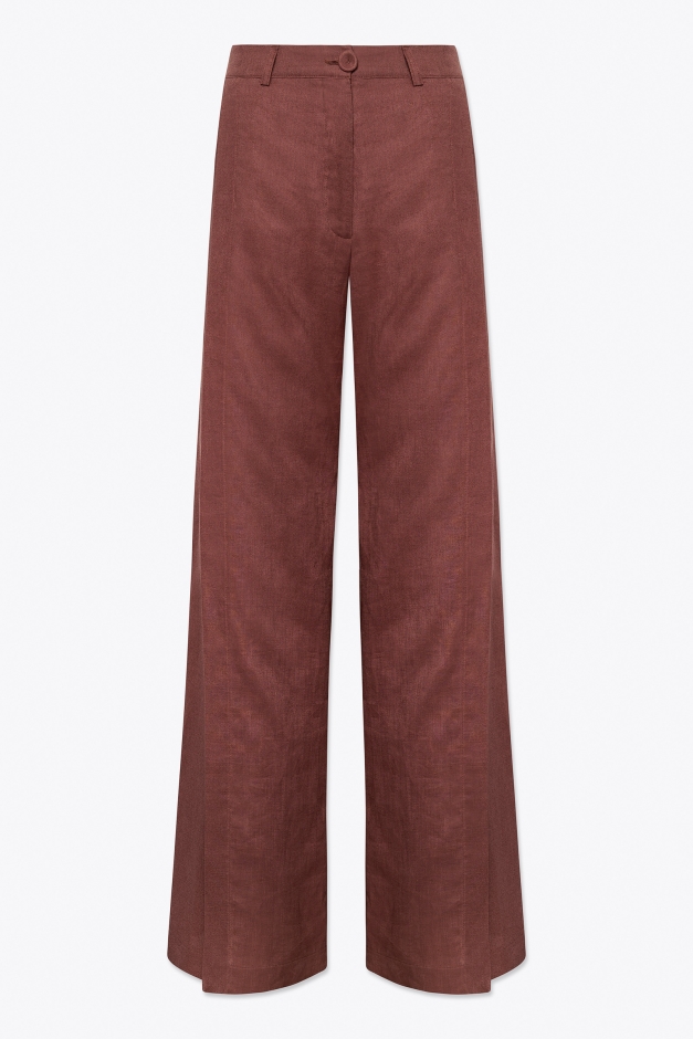 WRAP-DETAIL WIDE LEG PANTS IN LINEN