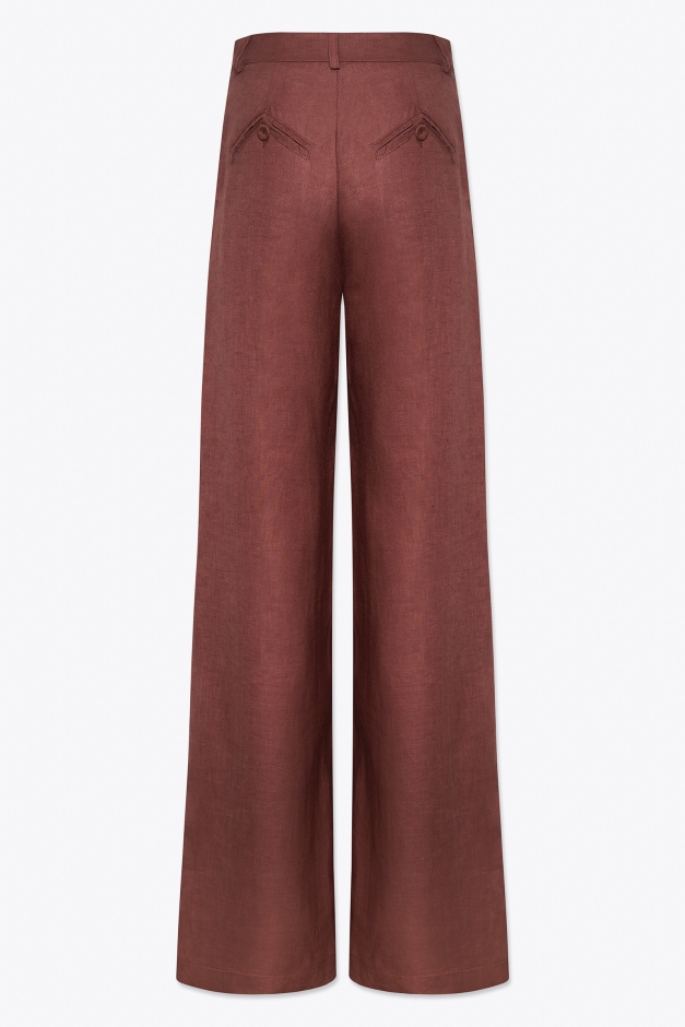 WRAP-DETAIL WIDE LEG PANTS IN LINEN