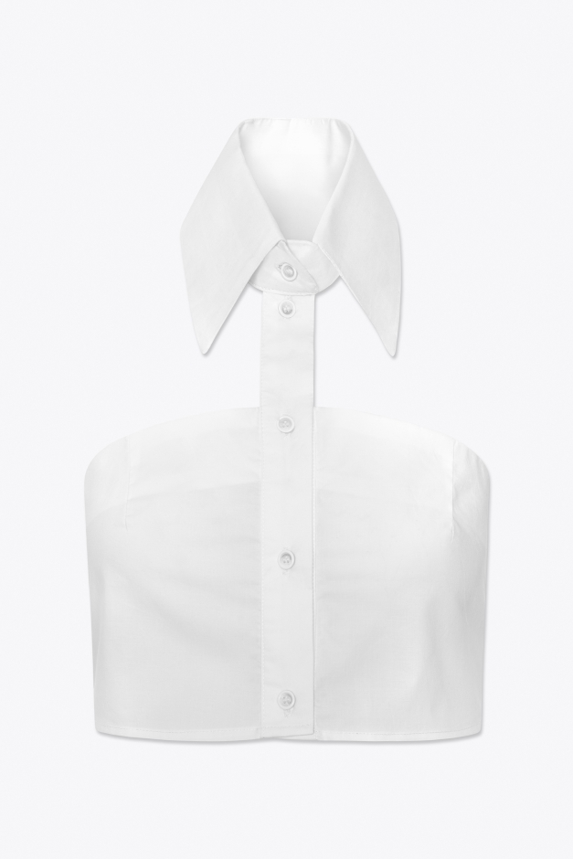 STRAPLESS COTTON POPLIN SHIRT