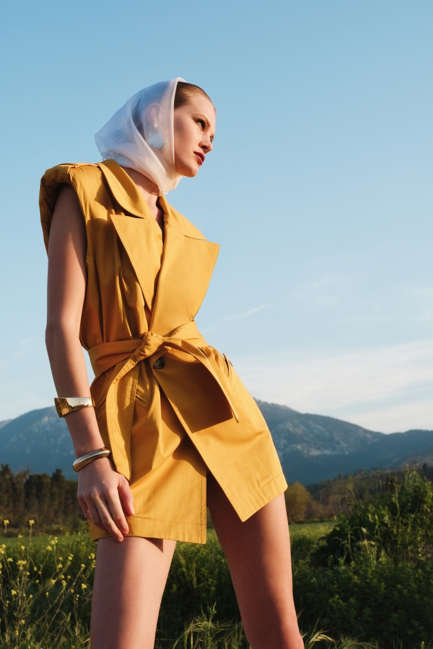 SAFARI MINI DRESS IN HONEY YELLOW