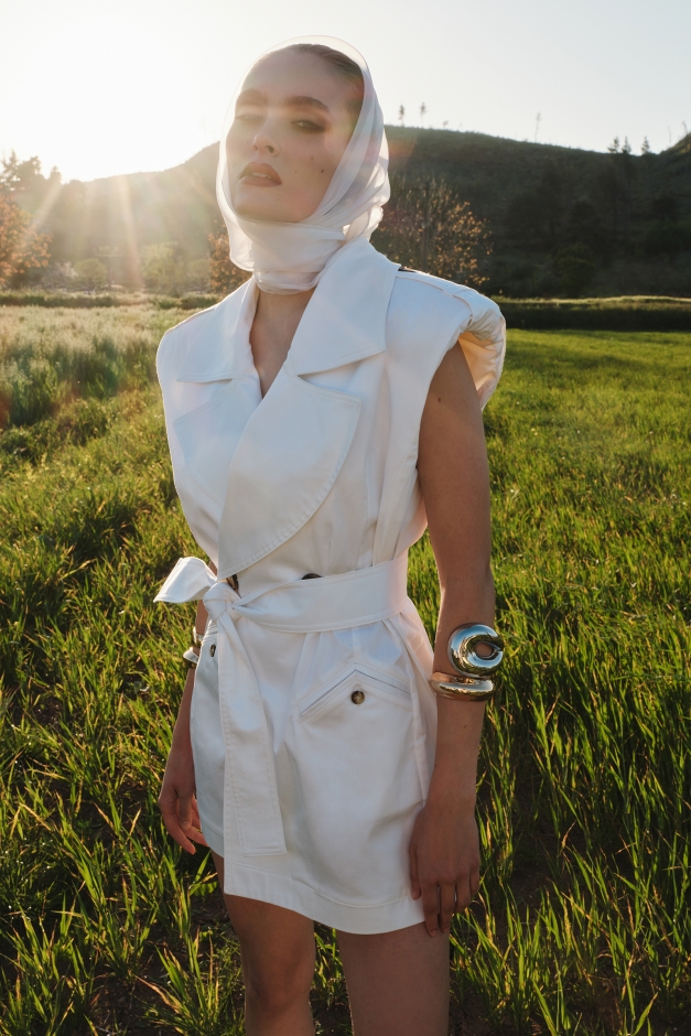 SAFARI MINI DRESS IN WHITE