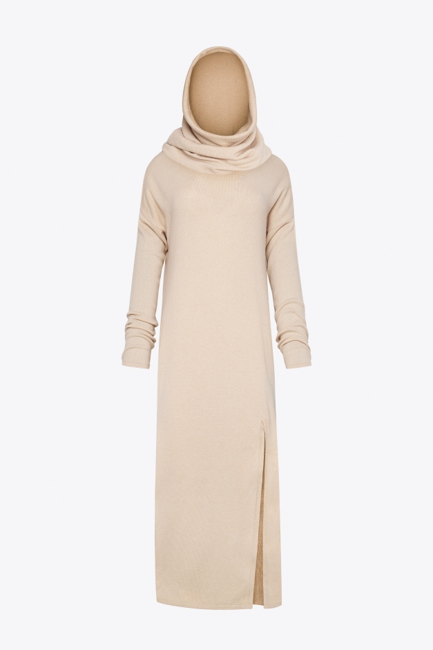 TURTLENECK SWEATER DRESS IN CASHMERE IN BEIGE