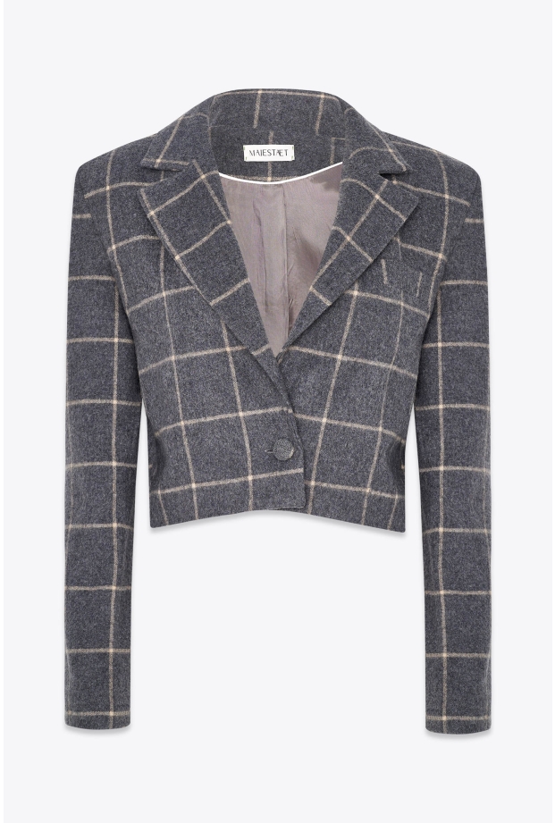 Product Image: CROPPED SINGLE BREASTED JACKET IN CHECKED WOOL
