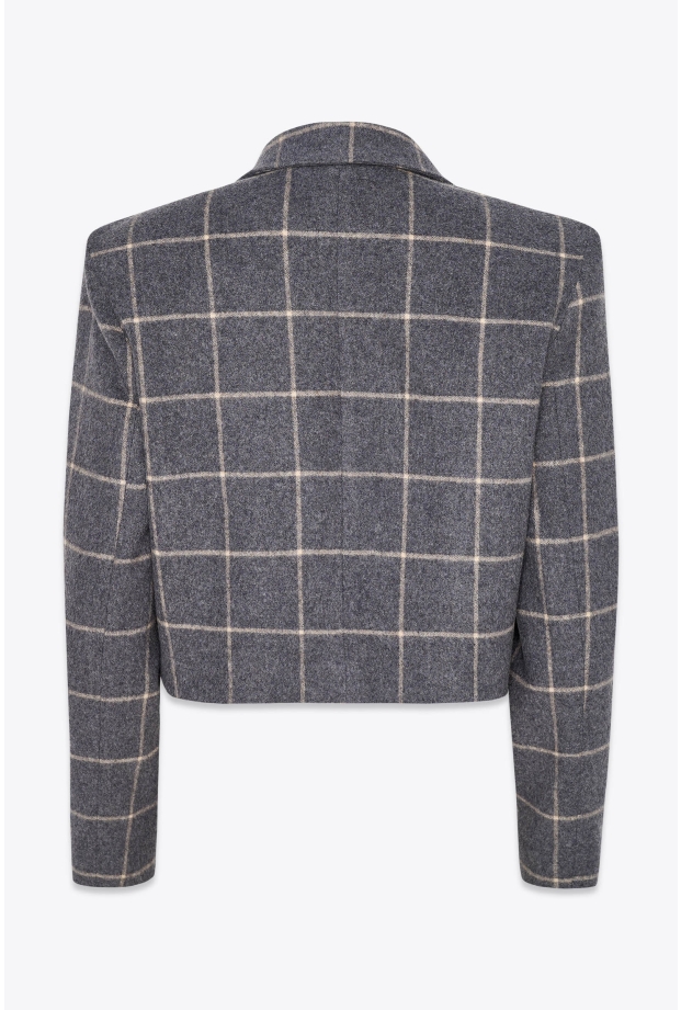 Product Image: CROPPED SINGLE BREASTED JACKET IN CHECKED WOOL