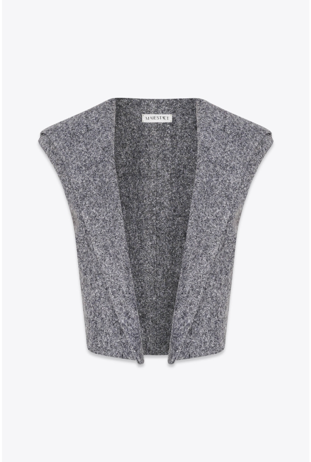 Product Image: HOODED OPEN VEST IN WOOL