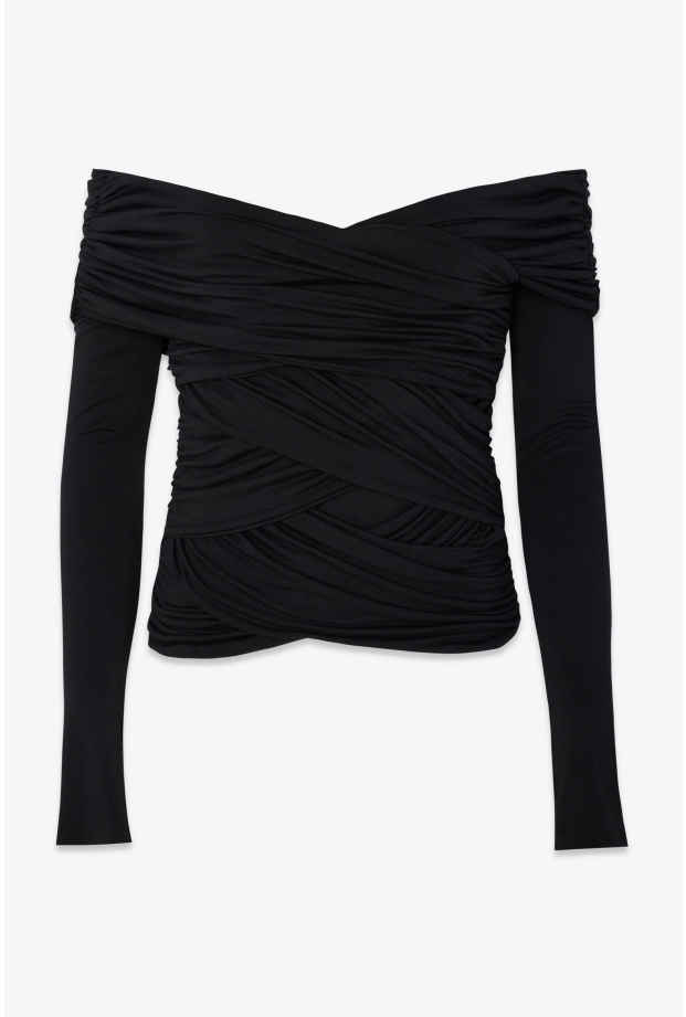 Product Image: DRAPED BODYCON TOP IN BAMBOO BLACK