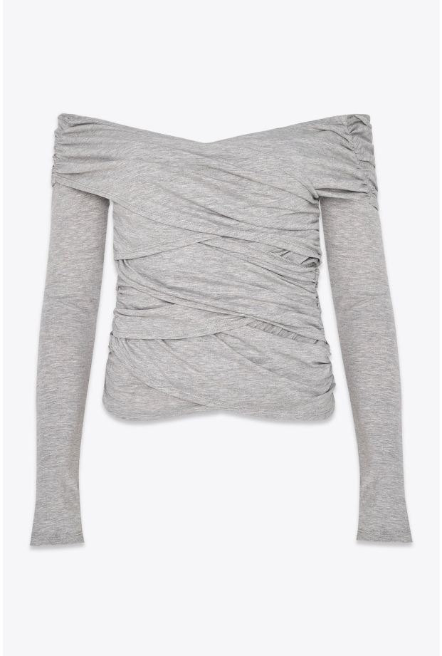 Product Image: DRAPED BODYCON TOP IN BAMBOO GREY