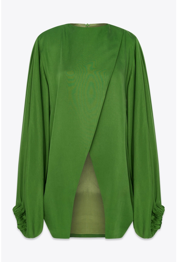 Product Image: OVERSIZED BLOUSE WITH OPEN FRONT IN FOREST GREEN
