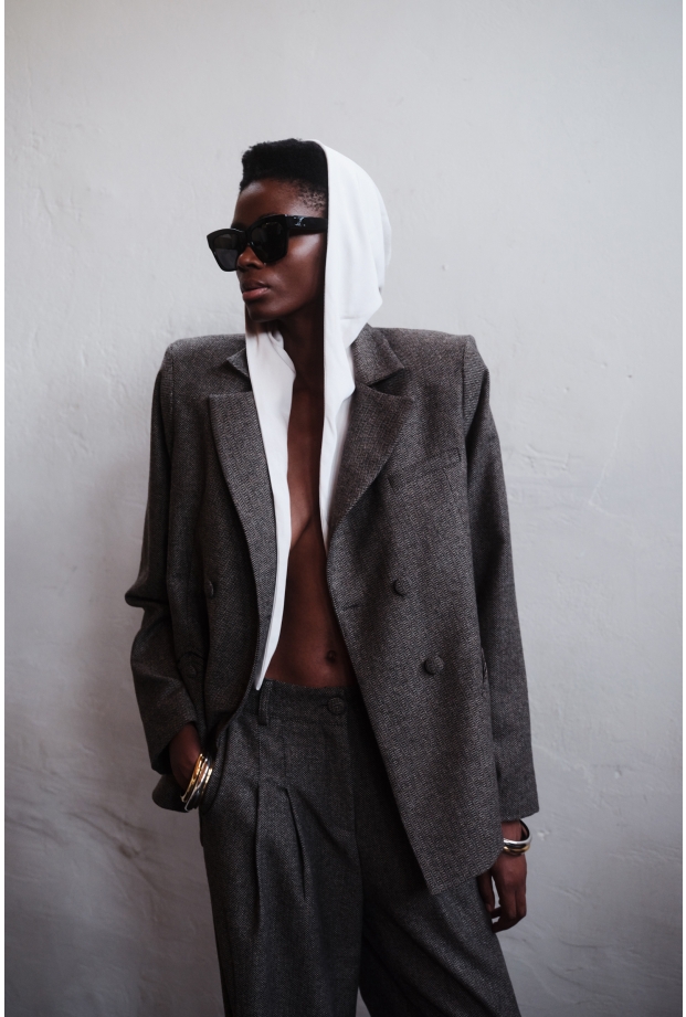 Product Image: DOUBLE BREASTED JACKET IN HERRINGBONE WOOL WITH TWO MAJESTAET SIGNATURE POCKETS