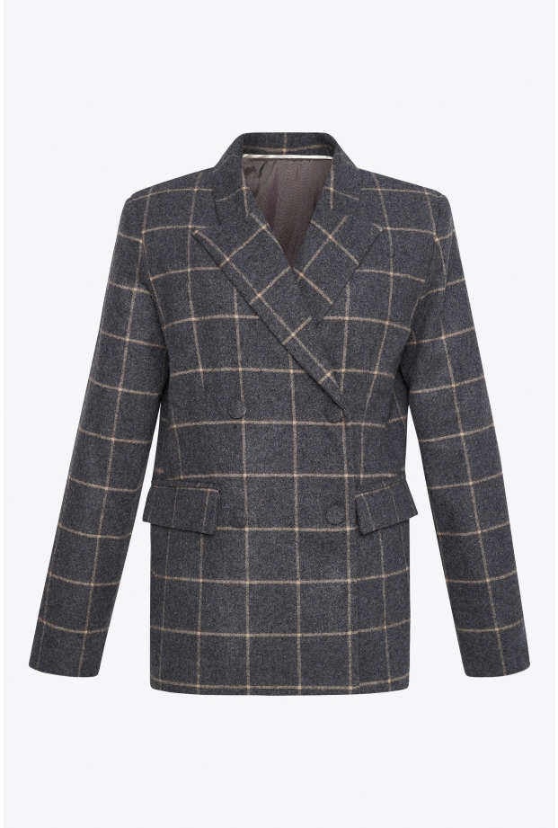 Product Image: DOUBLE BREASTED JACKET IN CHECKED WOOL WITH OPEN BACK