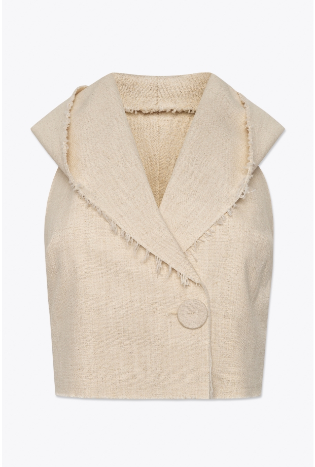 Product Image: LINEN CROPPED VEST WITH HOOD